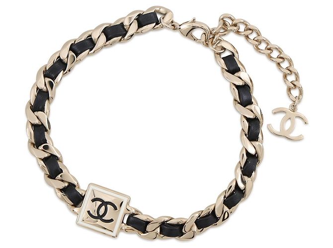 Collana choker Chanel in pelle e metallo
