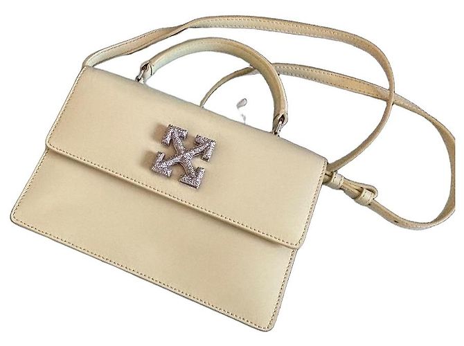 Off White Sac à main Off-White en cuir jaune pâle