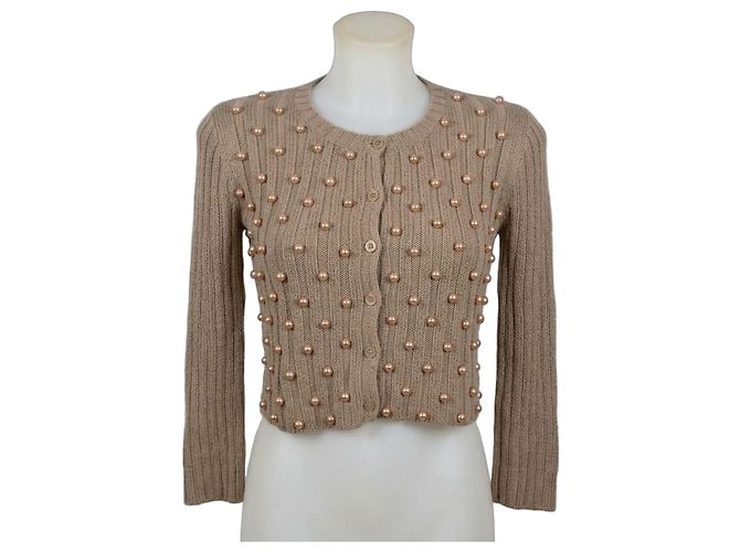Moschino Cheap and Chic Cárdigan Beige con Perlas