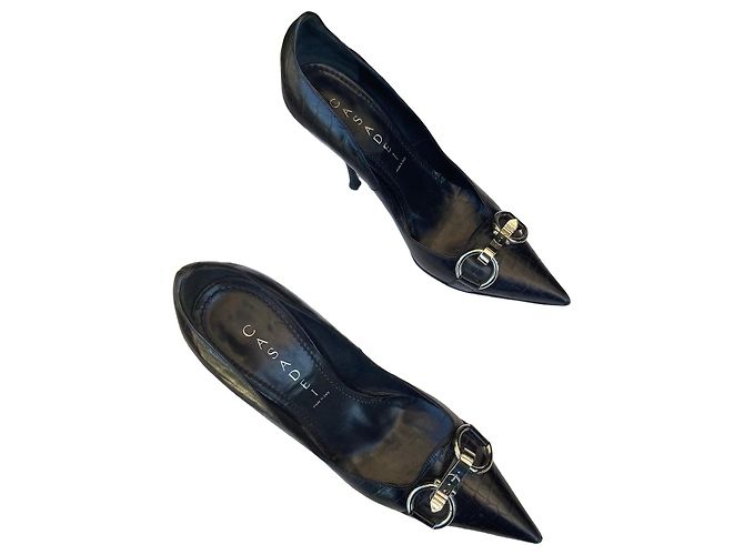 Casadei black leather pumps