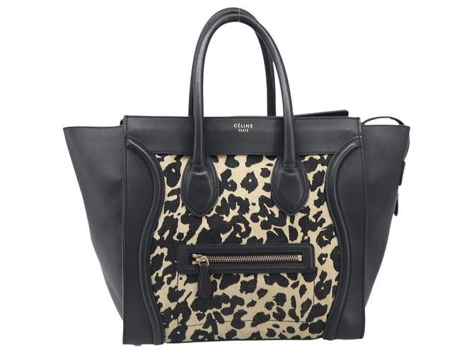 Céline Celine Luggage Printed Canvas and Leather Mini