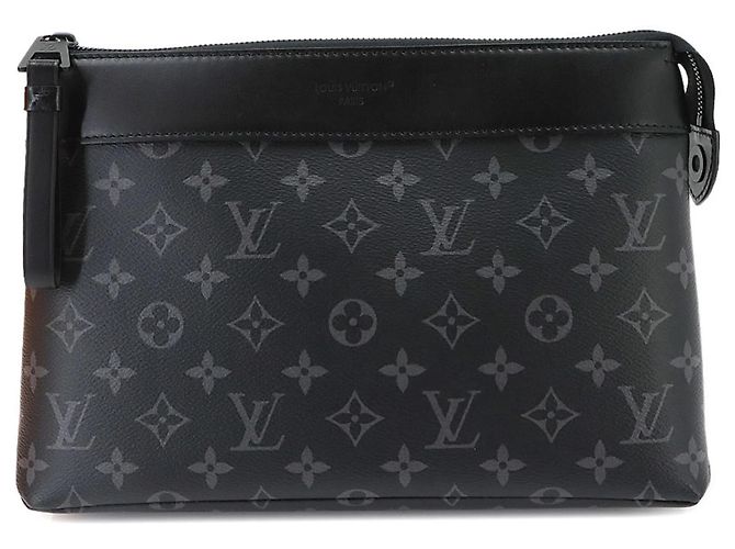 Louis Vuitton Monogram Eclipse Pochette Voyage Souple Clutch Handbag