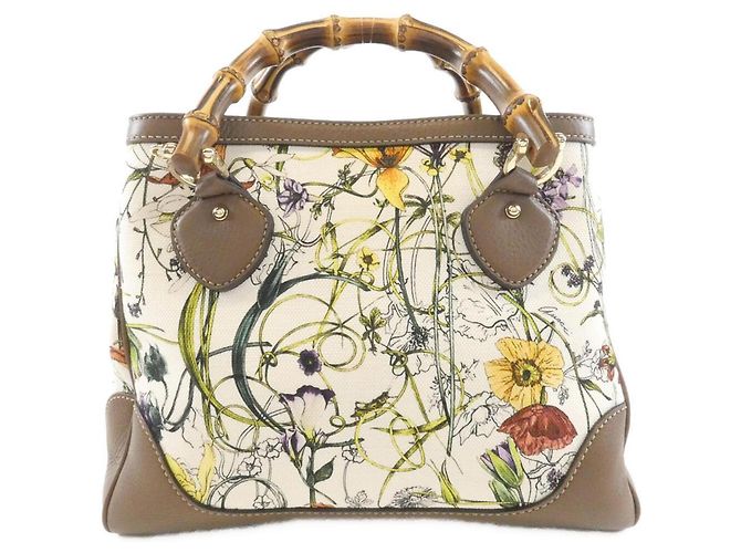 Gucci Handtasche 308360 Braun Multicolor Leder Canvas