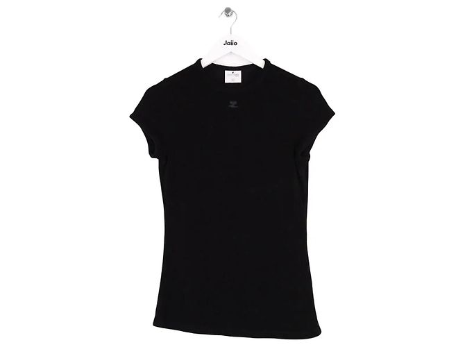 T-shirt nera in viscosa Courreges