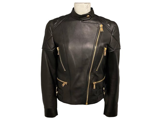 Versace Bikerjacke aus schwarzem Lammleder