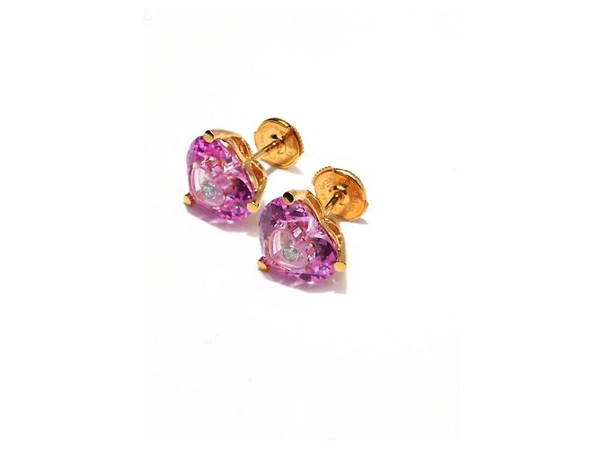Boucles d'oreilles puces Chopard So Happy Or Jaune 750/18K Diamant Luxe Fullset