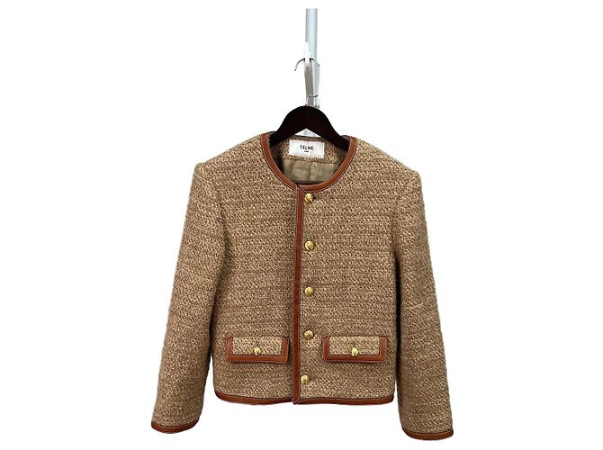 Céline Tweed Jacke Braun Größe 38