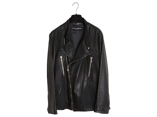 Dolce & Gabbana Perfecto Leder Bikerjacke Schwarz