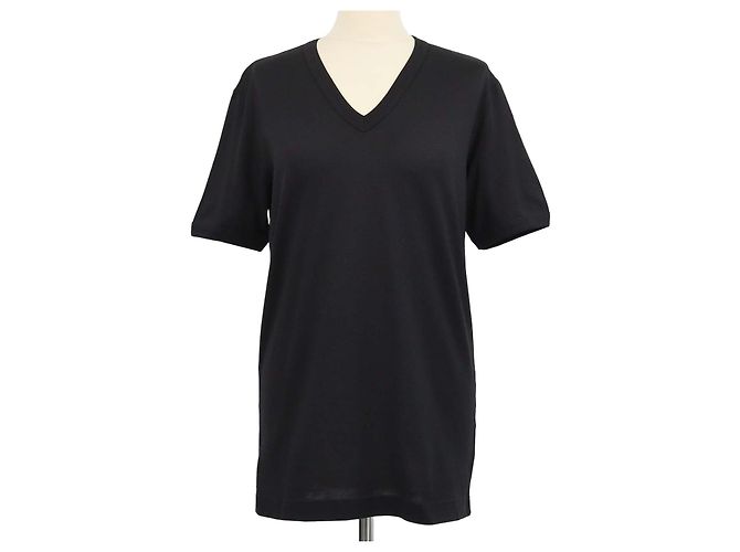 T-shirt Dolce & Gabbana in cotone nero con logo applicato e scollo a V