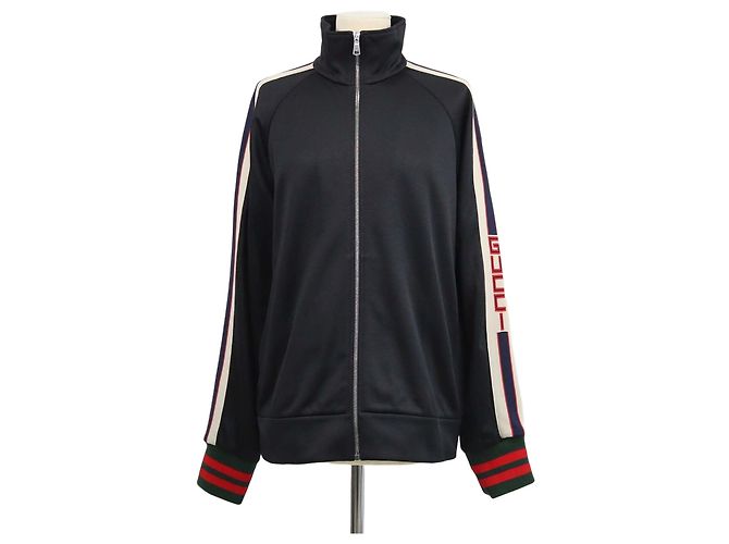 Gucci Track Jacket aus technischem Jersey in Schwarz mit Frontreißverschluss