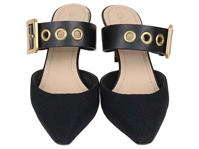Christian Dior Black Technical Fabric D-Dior Mules