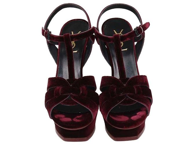 Autre Marque Sandali platform Tribute in velluto bordeaux Saint Laurent