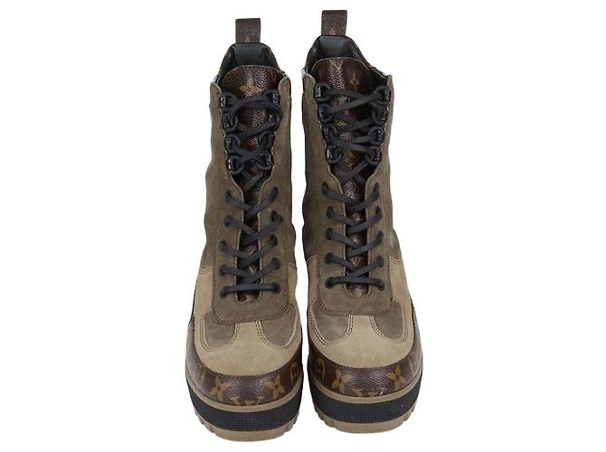 Bottines Laureate Louis Vuitton Multicolor en daim Monogram Canvas et cuir embossé croc