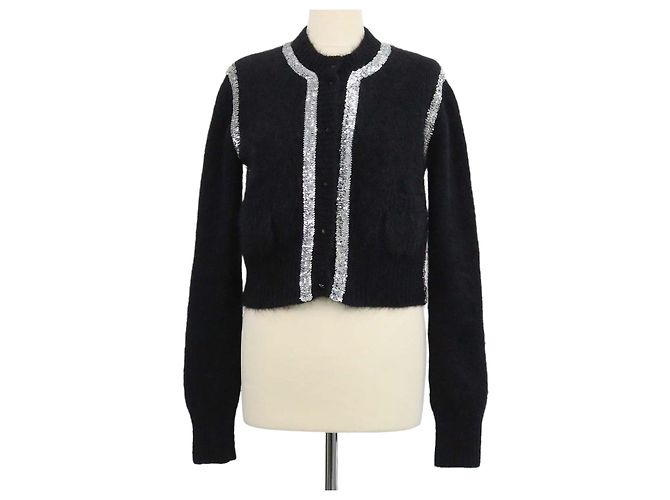 Autre Marque Class Roberto Cavalli Pullover aus schwarzer Mohairwolle und Pailletten
