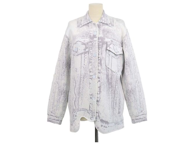 Autre Marque PH5 Grey Blend Cotton Denim Print Oversized Jacke