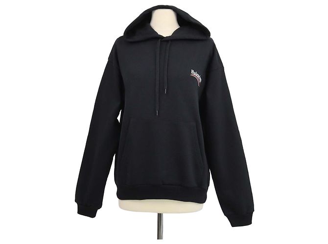 Sudadera con capucha Balenciaga de algodón negro con estampado de logo