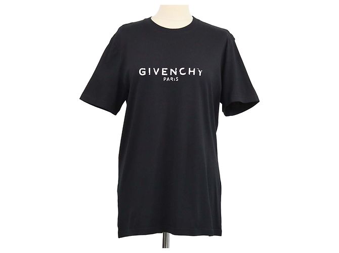 Givenchy Black Cotton Logo Printed Crew Neck T-Shirt