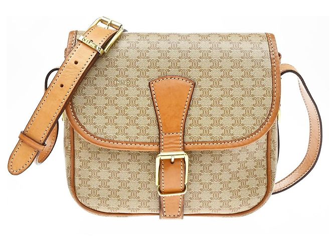Céline Celine Vintage Macadam Canvas and Leather