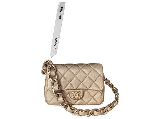 Borsa Chanel Flap Bag in pelle d'agnello oro