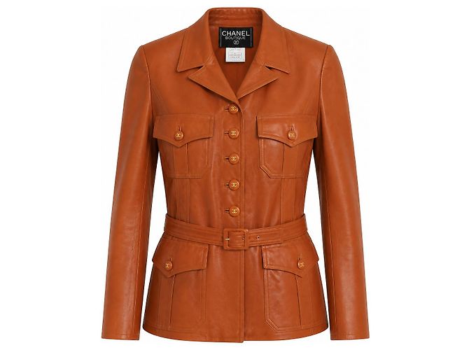Chanel Giacca in pelle marrone Autunno 1996
