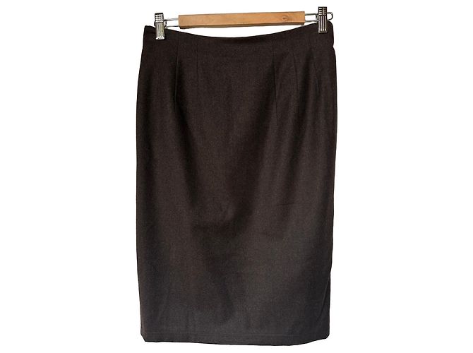 Gonna Jil Sander in lana e cachemire marrone