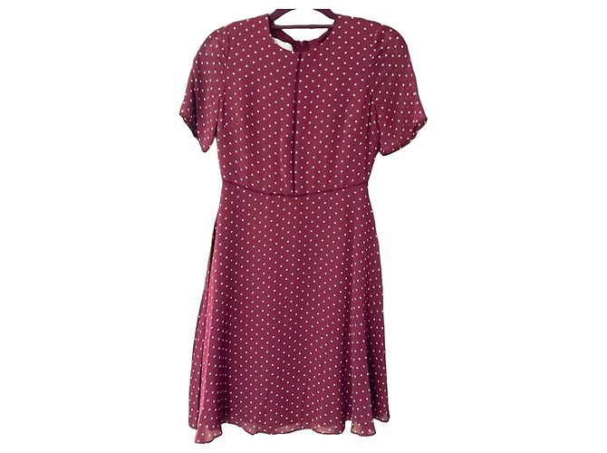 Hobbs Cecily Spot Kleid Burgundy Ivory