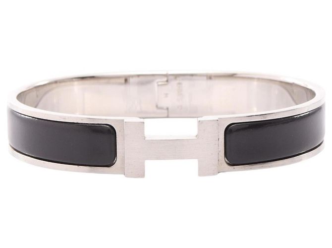 Bracciale Hermès Clic H Smalto Nero e Argento Acciaio