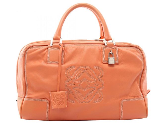 Bolsa Loewe Amazona 36 em couro laranja