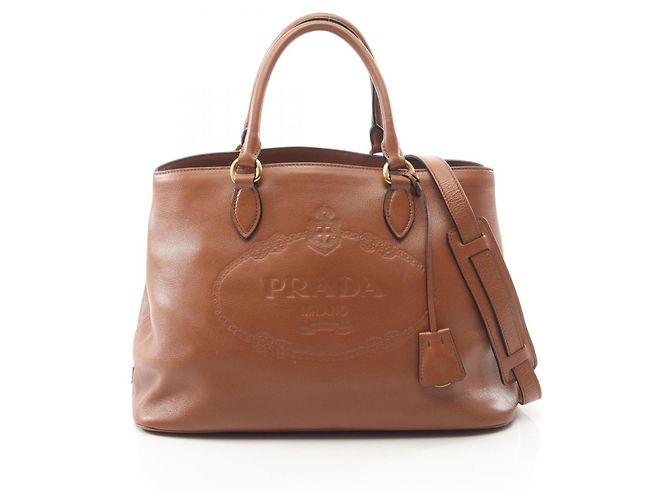 Prada 2-Way Handtasche aus braunem Leder