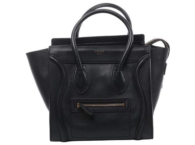 Céline Borsa a mano Celine Luggage Micro Shopper in pelle nera