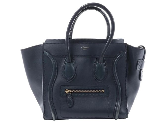 Céline Borsa a mano CELINE Luggage Micro in pelle blu navy