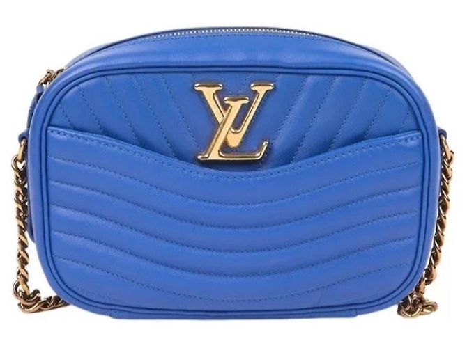 Saco de ombro Louis Vuitton Camera Bag em couro azul