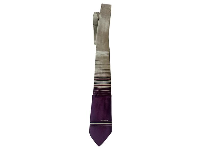 Gravata Balenciaga de seda roxa com riscas