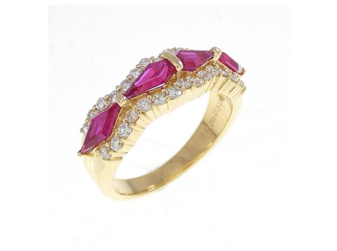 Autre Marque Anello Crescent Vert Rubino Sintetico Au750