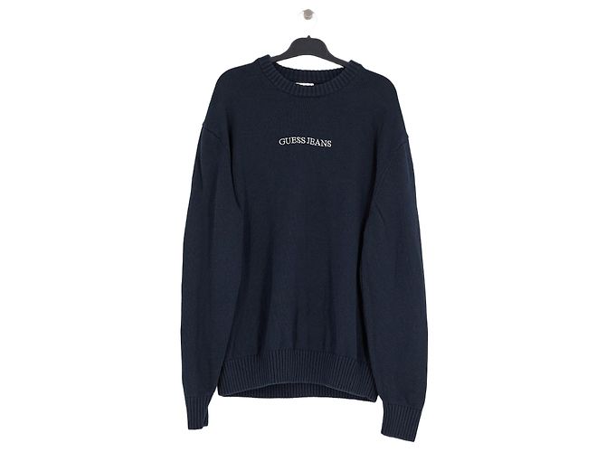 Pull Guess en coton bleu marine avec logo