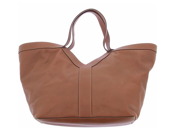 Autre Marque SAINT LAURENT Bolsa tote Y de couro marrom