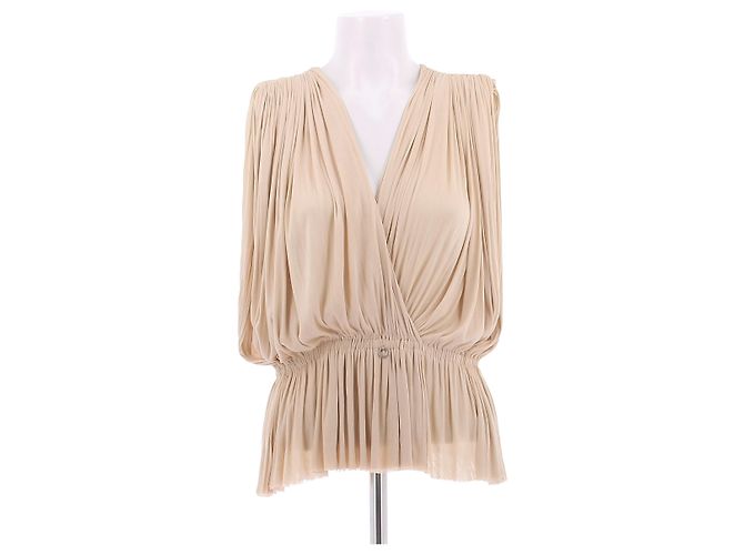 Autre Marque Top de seda com folhos creme HANNE BLOOCH