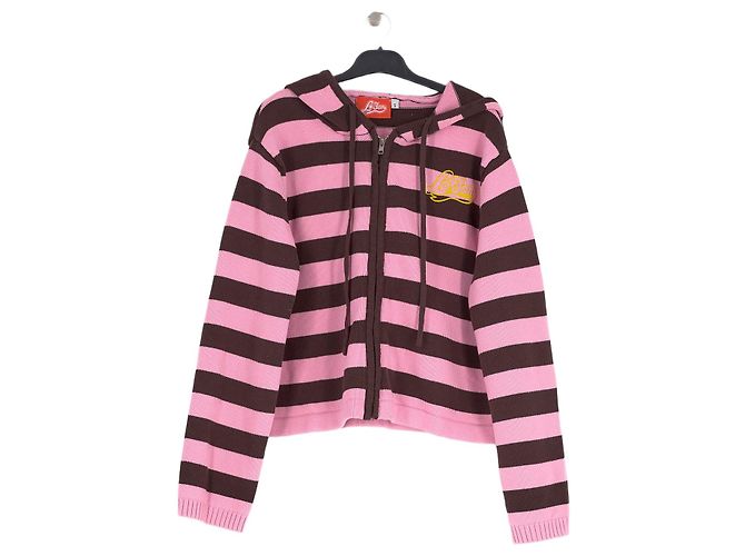 Autre Marque Sudadera con capucha LA FAM a rayas rosa y marrón de algodón