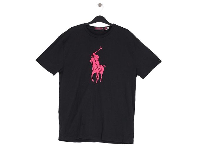 Camiseta Ralph Lauren de algodón negra con estampado de jinete