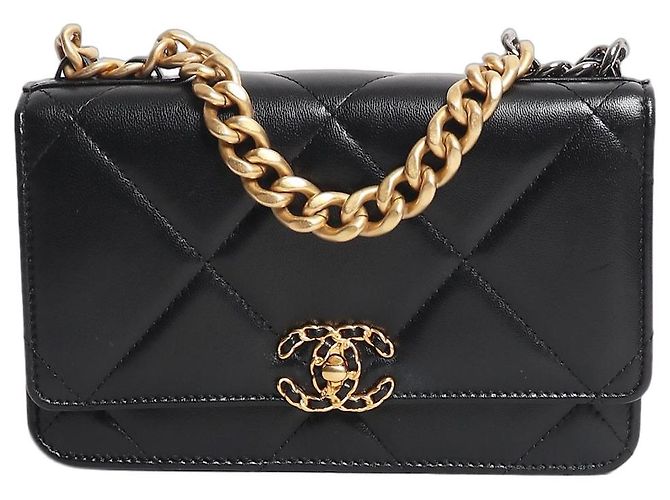 Chanel Black 19 Turnlock Wallet on Chain