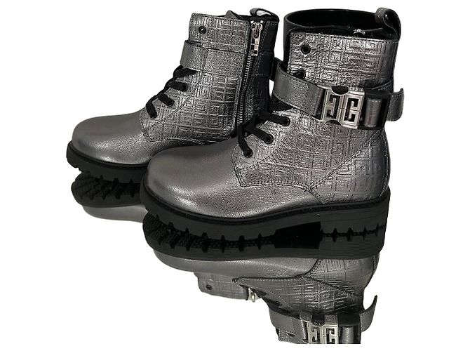 Givenchy G Cube Silver Leather Ankle Boots