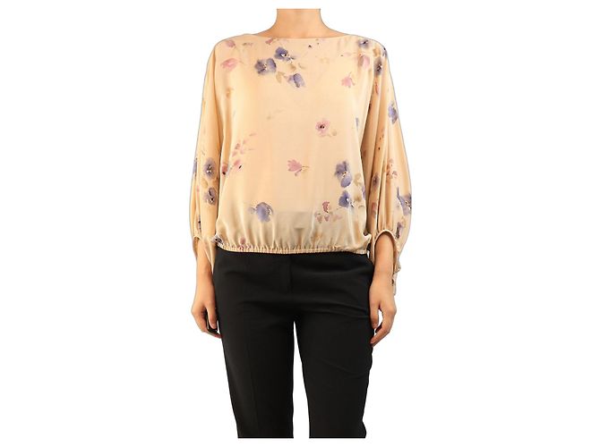 Loro Piana Top in seta floreale acquerello neutro - size M