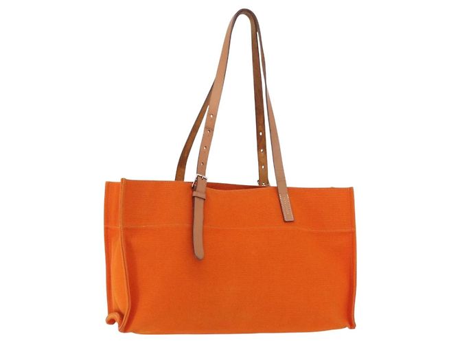 Hermès HERMES Bolso de Hombro Etriviere Elan Canvas Orange Silver