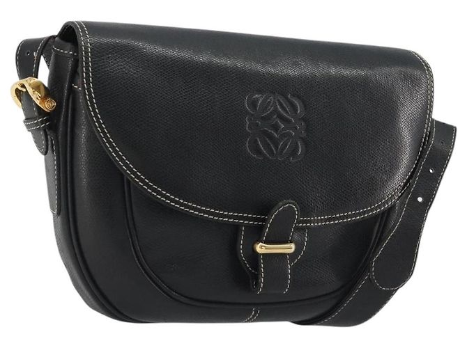 LOEWE Anagram Shoulder Bag Leather Black Gold