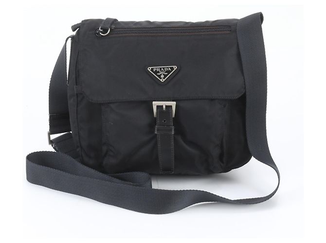Borsa a tracolla in pelle e nylon Tessuto con logo triangolare Prada