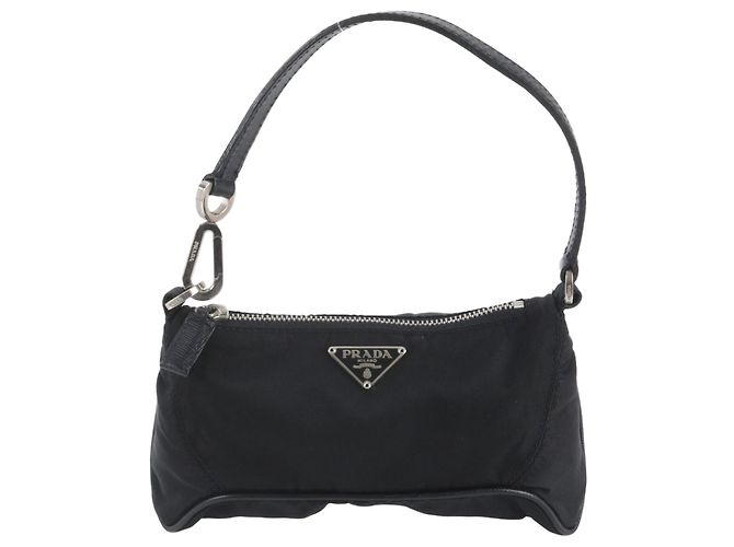Prada Tessuto Nylon Triangle Logo Leather Handbag