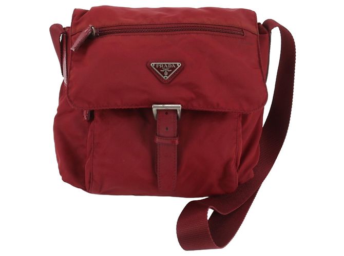 Borsa a tracolla in pelle e nylon Tessuto con logo triangolare Prada