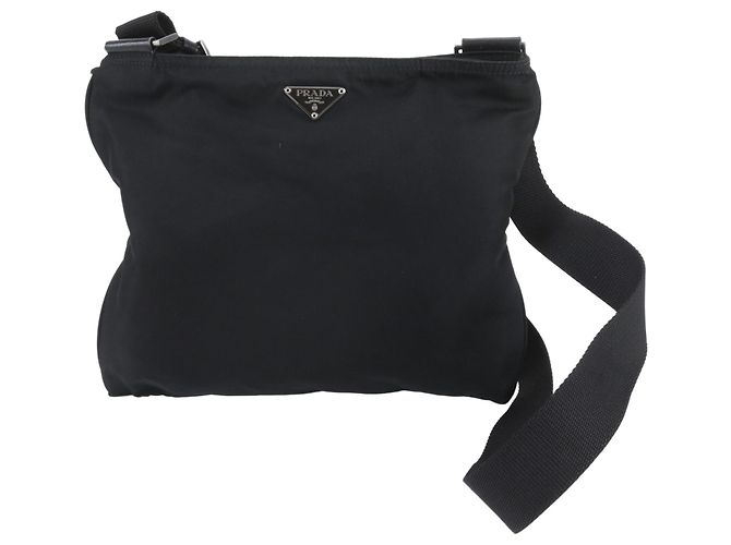 Bolsa de couro e nylon Tessuto com logo triangular Prada