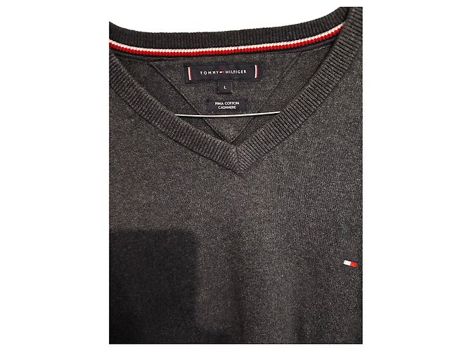 Pull Tommy Hilfiger en coton cachemire gris