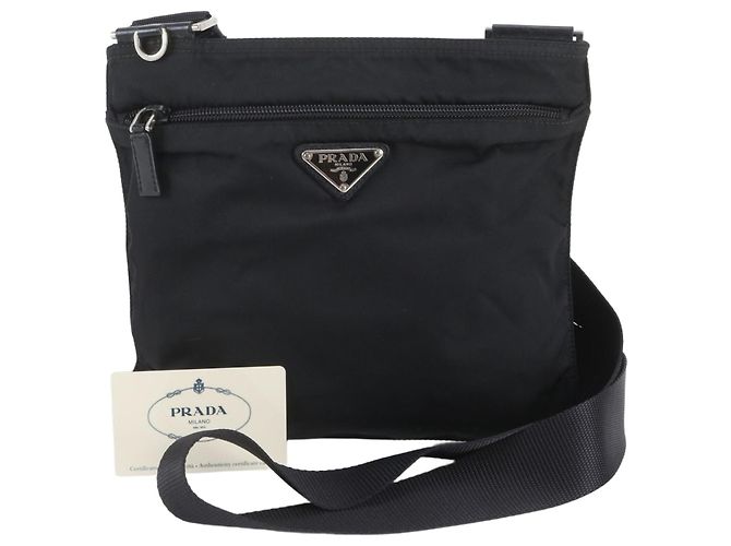 Prada Tessuto Nylon Triangle Logo BT0420 Leather Shoulder Bag